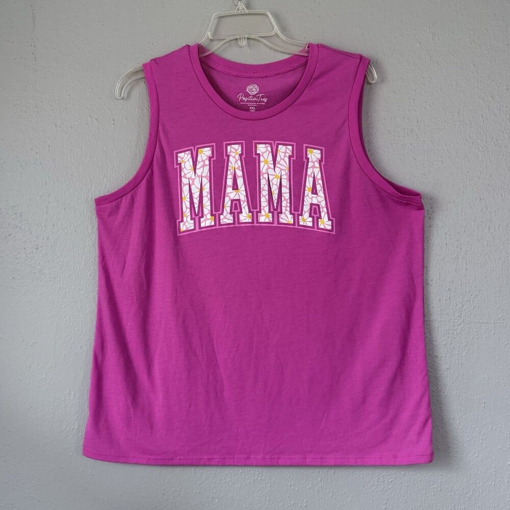 Top Women’s Print MAMA Pink Flowers Size XXL Lightweight Short Sleeve